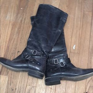 Black Metallic Riding Boots